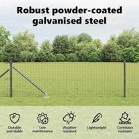 VidaXL Afrasteringspaal 13 pcs grijs staal - thumbnail