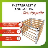 Compostbak hout/metaal 100 x 100 x 100 - thumbnail