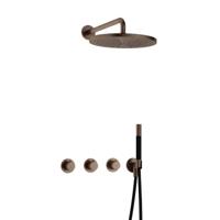 Hotbath Cobber - CB7067 - Inbouw Regendoucheset - Verouderd Messing - 2 Stopkranen - Thermostatisch - Wandarm 40 cm - Hoofddouche 300 mm - Staafhanddouche - met M106 - Waterbesparend - thumbnail