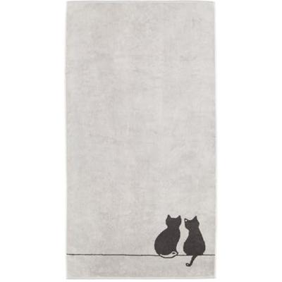 Cawö Cawö Cute Cats 6263 Badlaken 80x150 platin/basalt