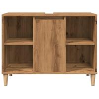 Badkamerkast 80x33x60 cm bewerkt hout artisanaal eikenkleur - thumbnail