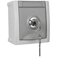 VIKO 90591045-DE Pacific Wandcontactdoos met randaarde afsluitbaar spatwaterdicht Grijs 1 stuk(s) - thumbnail