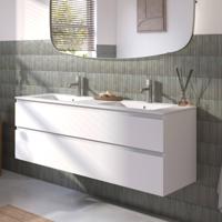 Ben Tendenza badmeubel incl. dubbele keramische wastafel 140x46x62cm glans wit - thumbnail