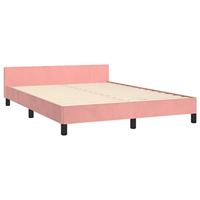 Bedframe met hoofdeinde fluweel roze 140x190 cm - thumbnail