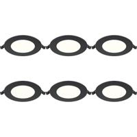 LED Downlight Inbouwspot Dimbaar 6 Stuks - Brinton Thin - 6W 470lm 120° Bundelhoek - Natuurlijk Wit 4000K - IP40 - Rond - Zwart - Ø128mm Buitenmaat - Ø110mm Zaagmaat - thumbnail