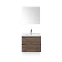 Dante Badmeubelset 60 cm - Tabacco - Keramische Wastafel Wit Enjoy - met Spiegel - thumbnail