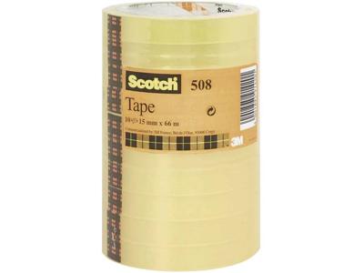 Plakband scotch 508 15mmx66m transparant 10 rollen Plakband scotch 508 15mmx66m transparant 10 rollen