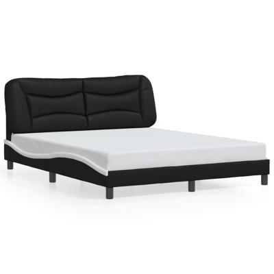 Bedframe met LED zonder matras "Hvar" zwart en wit 160x200 cm