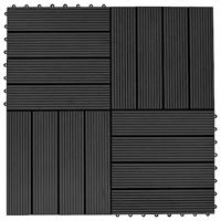 VidaXL Terrastegels 30x30 cm 1 m² hkc zwart 11 st - thumbnail