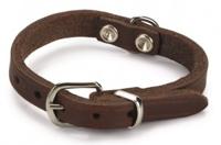 Lederen honden halsband bruin - 32 cm x 10 mm - thumbnail