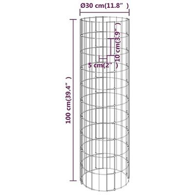 VidaXL Gabion plantenbakken 3 st rond verhoogd ø30x100 cm staal VidaXL Gabion plantenbakken 3 st rond verhoogd ø30x100 cm staal