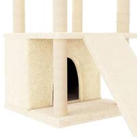 Kattenmeubel met sisal krabpalen 133 cm crmekleurig - thumbnail