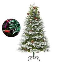 VidaXL Kerstboom met led en dennenappels 195 cm pvc en pe groen - thumbnail