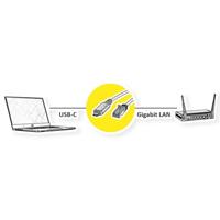 VALUE usb 3.2 Gen 2 type C naar gigabit ethernet converterkabel, zwart, 5m - thumbnail
