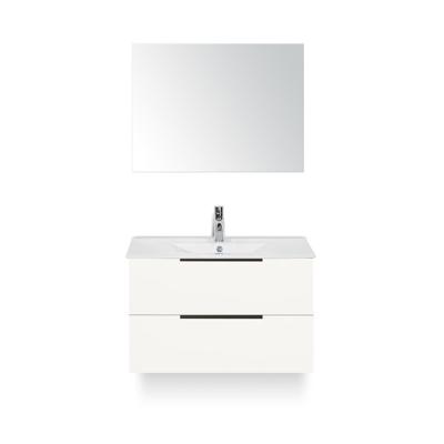 Seville Badmeubelset 80 cm - Wit Hoogglans Edge greep - Wastafel Enjoy - met Spiegel