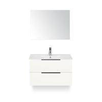Seville Badmeubelset 80 cm - Wit Hoogglans Edge greep - Wastafel Enjoy - met Spiegel - thumbnail