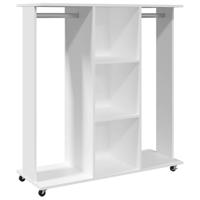 Kledingkast met wielen 102x38x110 cm bewerkt hout wit - thumbnail