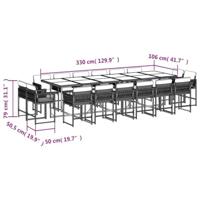 17-delige Tuinset met kussens poly rattan bruin - thumbnail