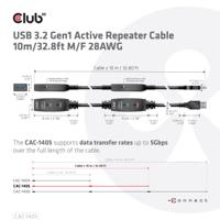 club3D CAC-1405 USB-kabel USB 3.2 Gen1 RJ45 10.00 m Zwart - thumbnail