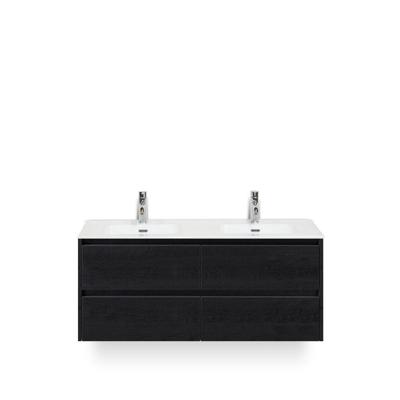 Dante Badmeubelset 120 cm - 4 laden Black Oak - Keramische Wastafel Wit Cover