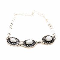 Edelsteen Armband Bohemian Maansteen Zilverkleurig (18 cm) - thumbnail