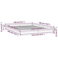 Bedframe met LED massief grenenhout wasbruin 140x190 cm - thumbnail