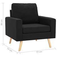 Fauteuil stof zwart - thumbnail
