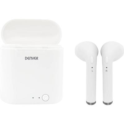 Denver TWQ-40 In Ear oordopjes Bluetooth Wit Oplaadbox Mobiele telefoon