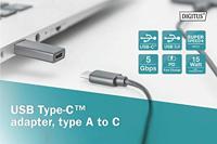 Digitus USB 3.2 Gen 1 (USB 3.0) Adapter [1x USB 3.2 Gen 1 stekker A (USB 3.0) - 1x USB-C bus] AK-300524-000-S - thumbnail