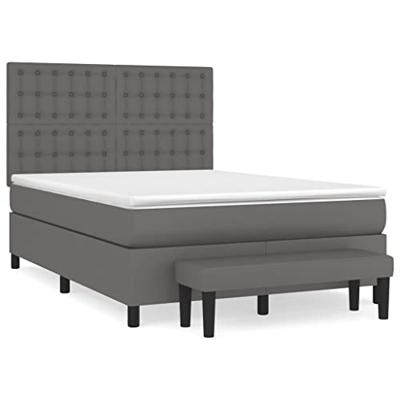 Boxspring met matras kunstleer grijs 140x190 cm