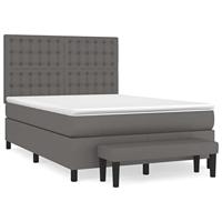 Boxspring met matras kunstleer grijs 140x190 cm - thumbnail