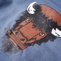 Kindertrui met capuchon 116 gemleerd blauw - thumbnail