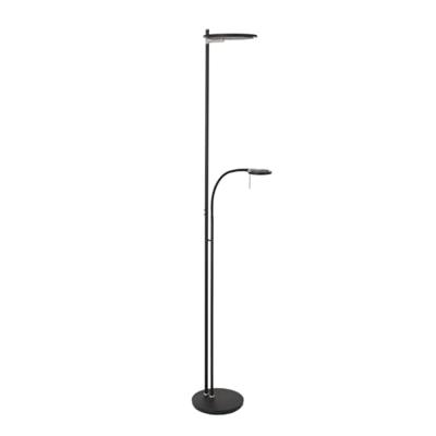 Steinhauer Led leeslamp 2-lichtsTuround 40w - 2200-4000K - 187cm zwart smoke glas - 2989ZW