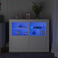 Bijzetkastjes met LED-verlichting 2 st bewerkt hout wit - thumbnail