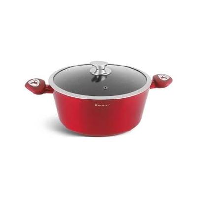 Edënbërg Red Line - Luxe Aluminium Kookpan Met Deksel - Ø 28 Cm - Rood, Gietaluminium