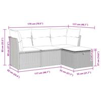 4-delige Loungeset met kussens poly rattan gemengd beige - thumbnail