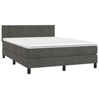 Boxspring met matras en LED fluweel donkergrijs 140x190 cm - thumbnail