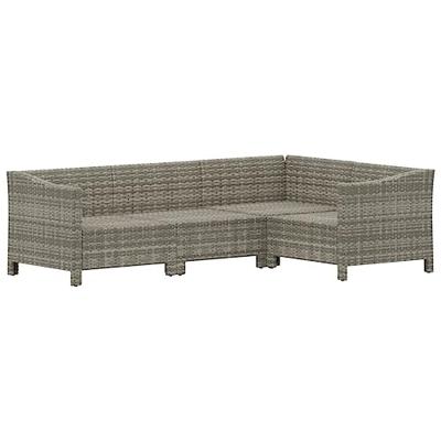 4-delige Loungeset poly rattan met kussens grijs