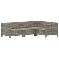 4-delige Loungeset poly rattan met kussens grijs - thumbnail