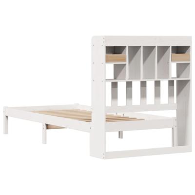 Bed met boekenkast zonder matras grenenhout wit 90x190 cm