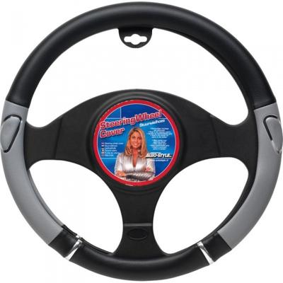 AutoStyle stuurhoes universeel PVC zwart/grijs 37 39 cm AutoStyle stuurhoes universeel PVC zwart/grijs 37 39 cm