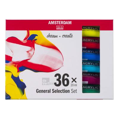 Bruynzeel Amsterdam standard series acrylverf algemene selectie set 20ml, 36dlg.