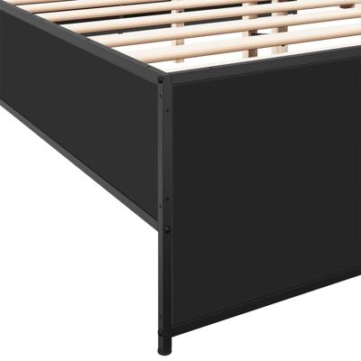 Bedframe bewerkt hout metaal zwart 120x200 cm