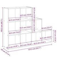 Kamerscherm / boekenkast 137,5x29x103,5 cm hout oud hout - thumbnail