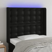 Hoofdbord LED 83x16x118/128 cm kunstleer zwart - thumbnail