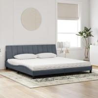 Bed met matras "Hanko" fluweel donkergrijs 200x200 cm - thumbnail