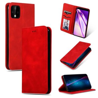 Retro huid voelen Business magnetische horizontale Flip lederen case voor Google pixel 4 (rood)