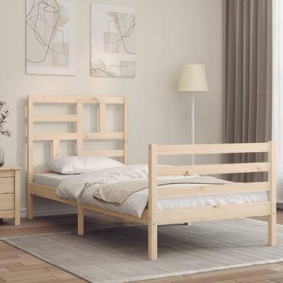 Bedframe met hoofdbord massief hout 100x200 cm