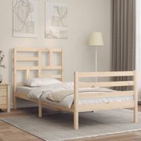 Bedframe met hoofdbord massief hout 100x200 cm - thumbnail