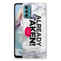 Motorola Moto G60 | Siliconen hoesje | met naam Already Taken White - thumbnail